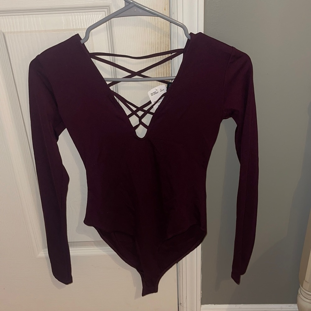 cut out maroon bodysuit